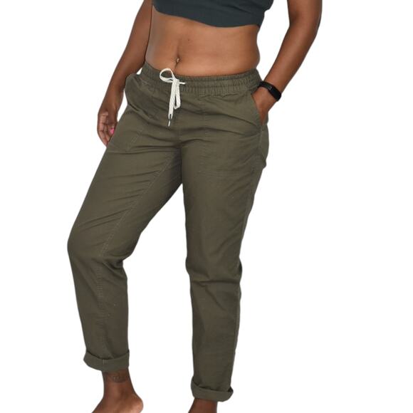 Vuori Vintage Ripstop Pants Green Cuffed Ankle Crop Cotton Drawstring Pull On XS - Picture 15 of 16